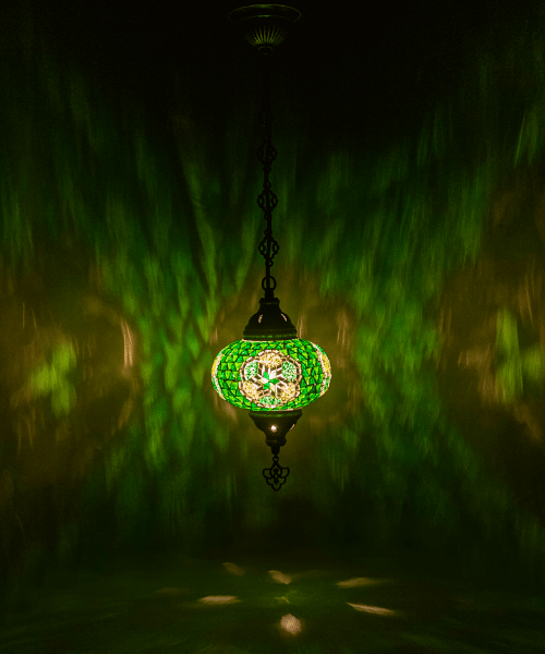 Oosterse Hanglamp Groen Mozaiek