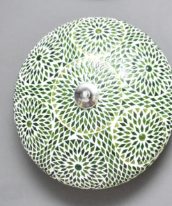 Oosterse Plafonnière Ø25 cm – Groen Mozaïekglas – Turkish Design 1 Groene Oosterse Mozaïek Plafondlamp Ø25cm – 2 Lichts