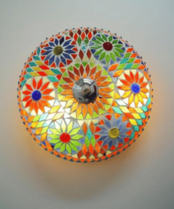 Oosterse Plafonnière Ø25 cm – Multicolor Handgemaakt Mozaïekglas 1 Oosterse Plafonnière Ø25cm – Multicolor Glas Mozaïek