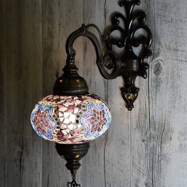 Turkse Wandlamp Paars – Mozaïek – Handgemaakt