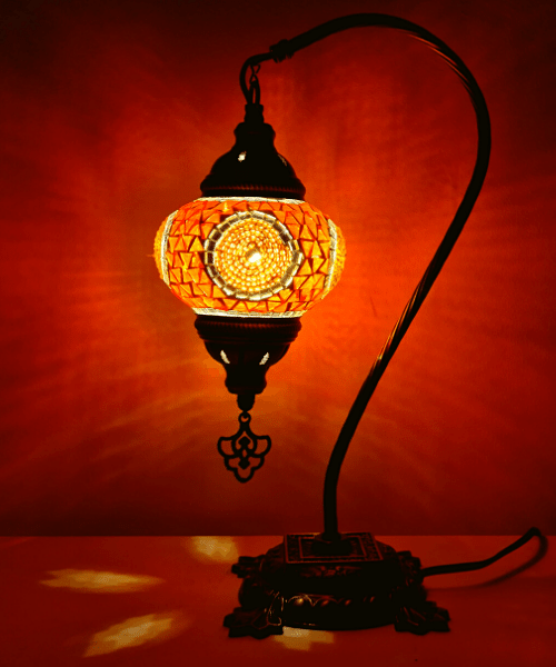 Oranje Oosterse Tafellamp Mozaiek