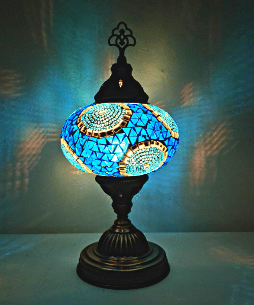 Blauwe Oosterse Tafellamp Mozaiek