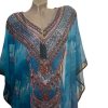 Blauwe Half Transparante Kaftan met Steentjes 3 Blauwe Kaftan Strandjurk Dames