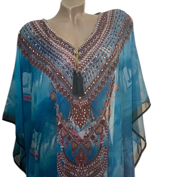 Blauwe Kaftan Strandjurk Dames Blauwe Kaftan Strandjurk Dames