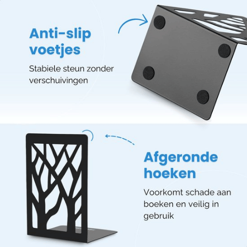 Boekensteun Zwart Metaal – Set van 4 | Antislip Design Boekensteun Zwart Metaal – Set van 4 | Antislip Design