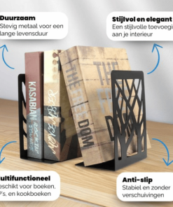Boekensteun Zwart Metaal – Set van 4 2 Boekensteun Zwart Metaal – Set van 4 | Antislip Design
