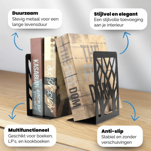 Boekensteun Zwart Metaal – Set van 4 | Antislip Design Boekensteun Zwart Metaal – Set van 4 | Antislip Design