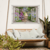 Tuinposter Hortensia's met Doorkijkraam - 120x80 cm Buitendecoratie 1 Buitenposter Hortensia Doorkijk