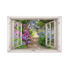 Tuinposter Hortensia's met Doorkijkraam - 120x80 cm Buitendecoratie 2 Buitenposter Hortensia Doorkijk
