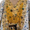 Kaftan Jurk met Olifantenprint 1 Geel Kaftan Jurk met Aantrekkoord