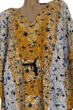 Trendy Online Winkel met Selectie van Unieke Items 95 Geel Kaftan Jurk met Aantrekkoord