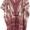 Dames Kaftan/Tuniek 157 – Beige/Rood/Roze 2 Kaftan Tuniek Beige-Rood