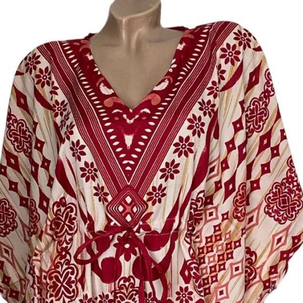 Kaftan Tuniek Beige-Rood