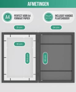 Kindertekeningen Lijstje – A4 Wissellijst Voor 150 Kunstwerken – Zwart MDF & Acryl 2 Kindertekeningen Lijstje A4