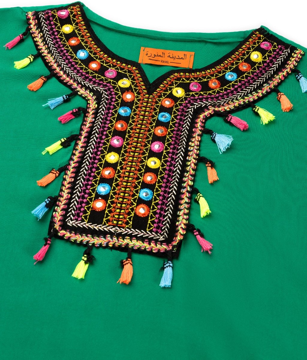 Marokkaanse Kaftan Jurk Groen-1 Marokkaanse Kaftan Jurk Groen
