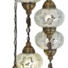 Witte Oosterse Hanglamp – Handgemaakte Mozaïek Kroonluchter 1 Oosterse Hanglamp Wit – 5 Mozaïekbollen