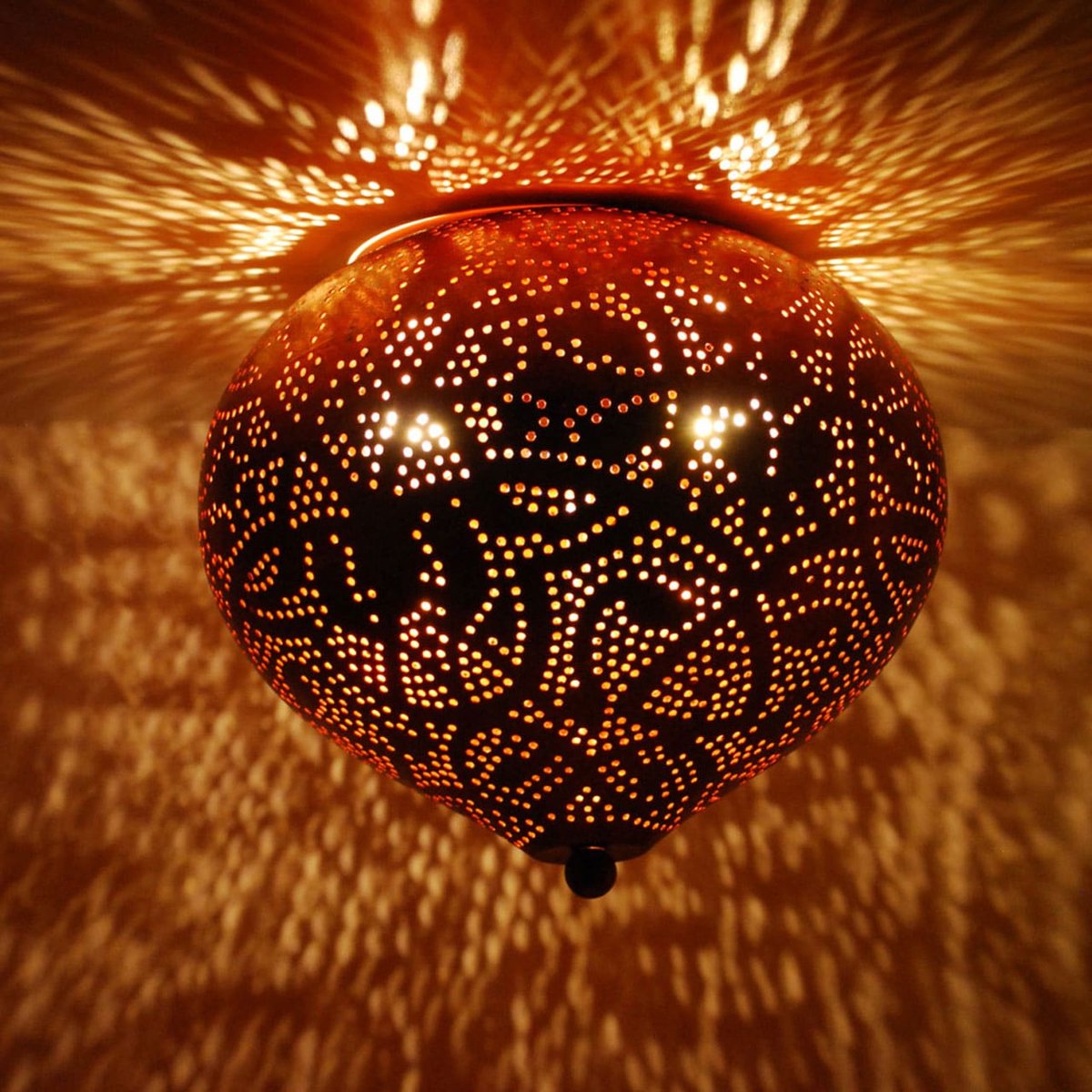 Oosterse Plafondlamp Filigrain – Vintage Koper Oosterse Plafondlamp Filigrain – Vintage Koper