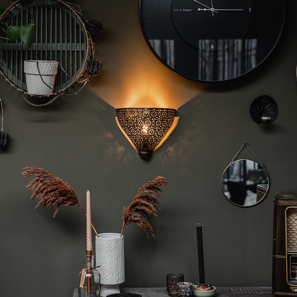 Oosterse Wandlamp Brons – Sfeerverlichting-1 Oosterse Wandlamp Brons – Sfeerverlichting