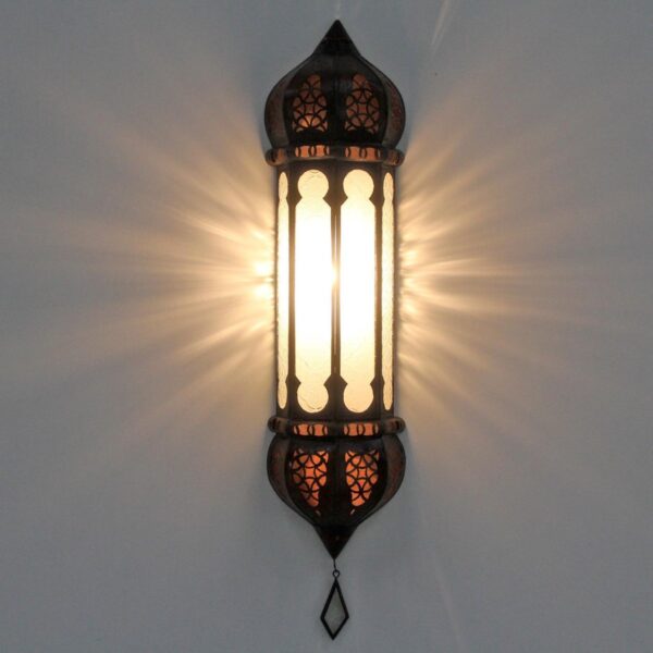 Oosterse Wandlamp Wit Glas