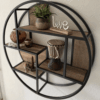 Industrieel Wandrek Rond 60 cm – Mangohout & Zwart Metaal 1 Rond Wandrek 60cm