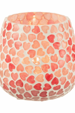 Trendy Online Winkel met Selectie van Unieke Items 82 Theelichthouder Hartjes Mozaïek Roze