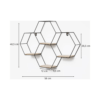 Industrieel Zwart Wandrek - Hexagon Design - 4 Planken - 58x40,5 cm 1 Zwart Hexagon Wandrek met Houten Planken