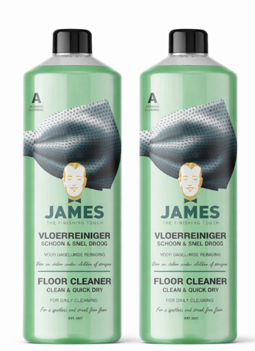 James vloerreiniger 2×1L – snel droog James vloerreiniger schoon en snel droog 2×1 liter voordeelverpakking