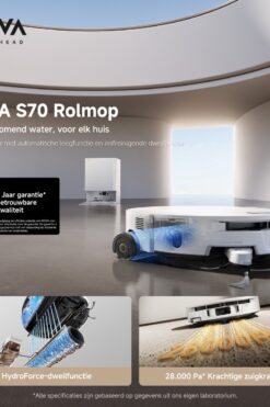MOVA S70 Roller Robotstofzuiger 1 MOVA S70 Roller robotstofzuiger voor huisdierharen en lage meubels
