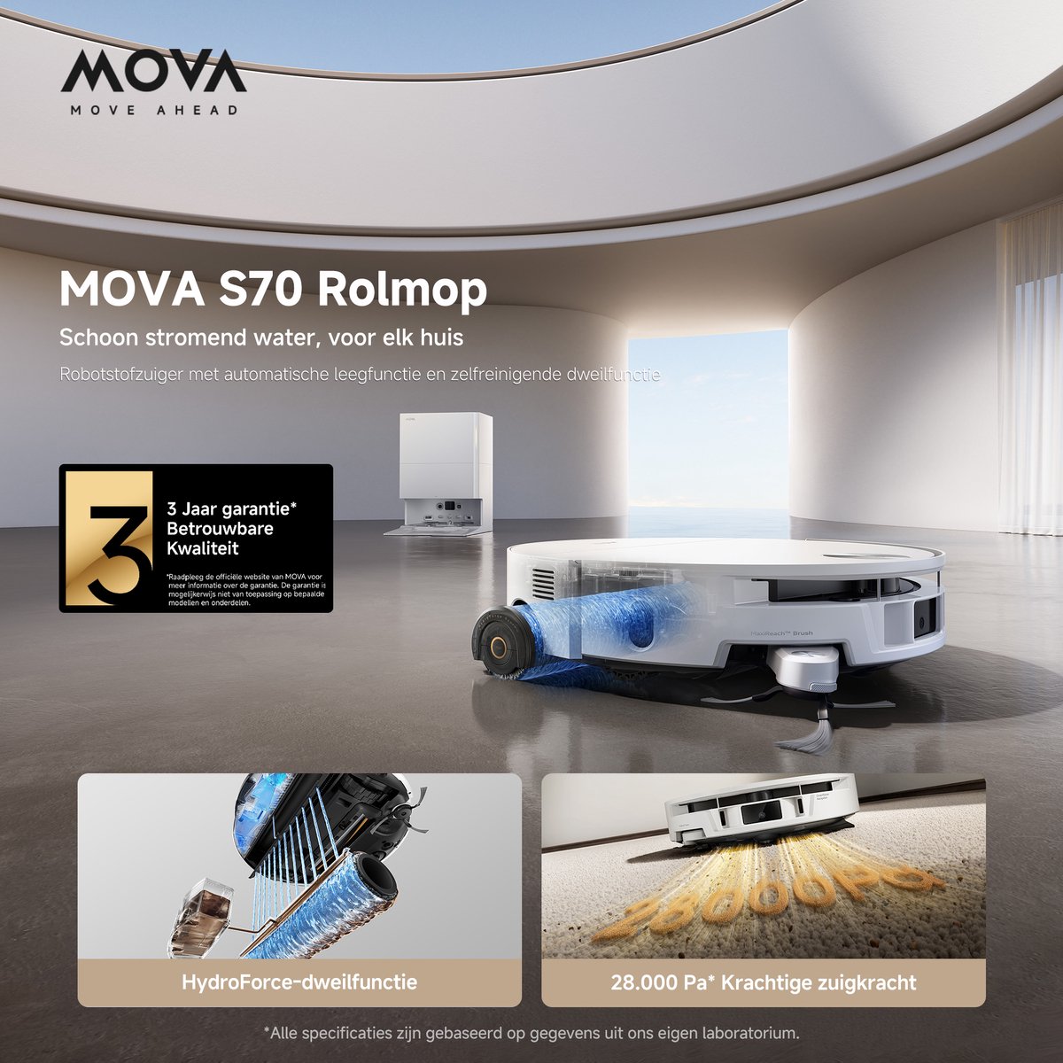 MOVA S70 Roller – krachtige robotstofzuiger voor elk huishouden MOVA S70 Roller robotstofzuiger voor huisdierharen en lage meubels
