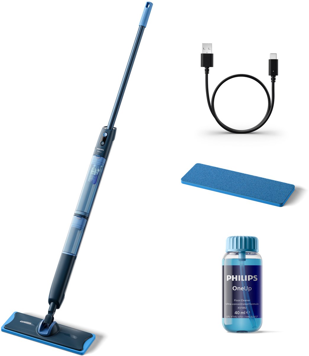 Philips OneUp Elektrische Dweil 5000 Series Philips OneUp 5000 Series XV5113/01 elektrische dweil met schoon‑ en vuilwaterreservoir