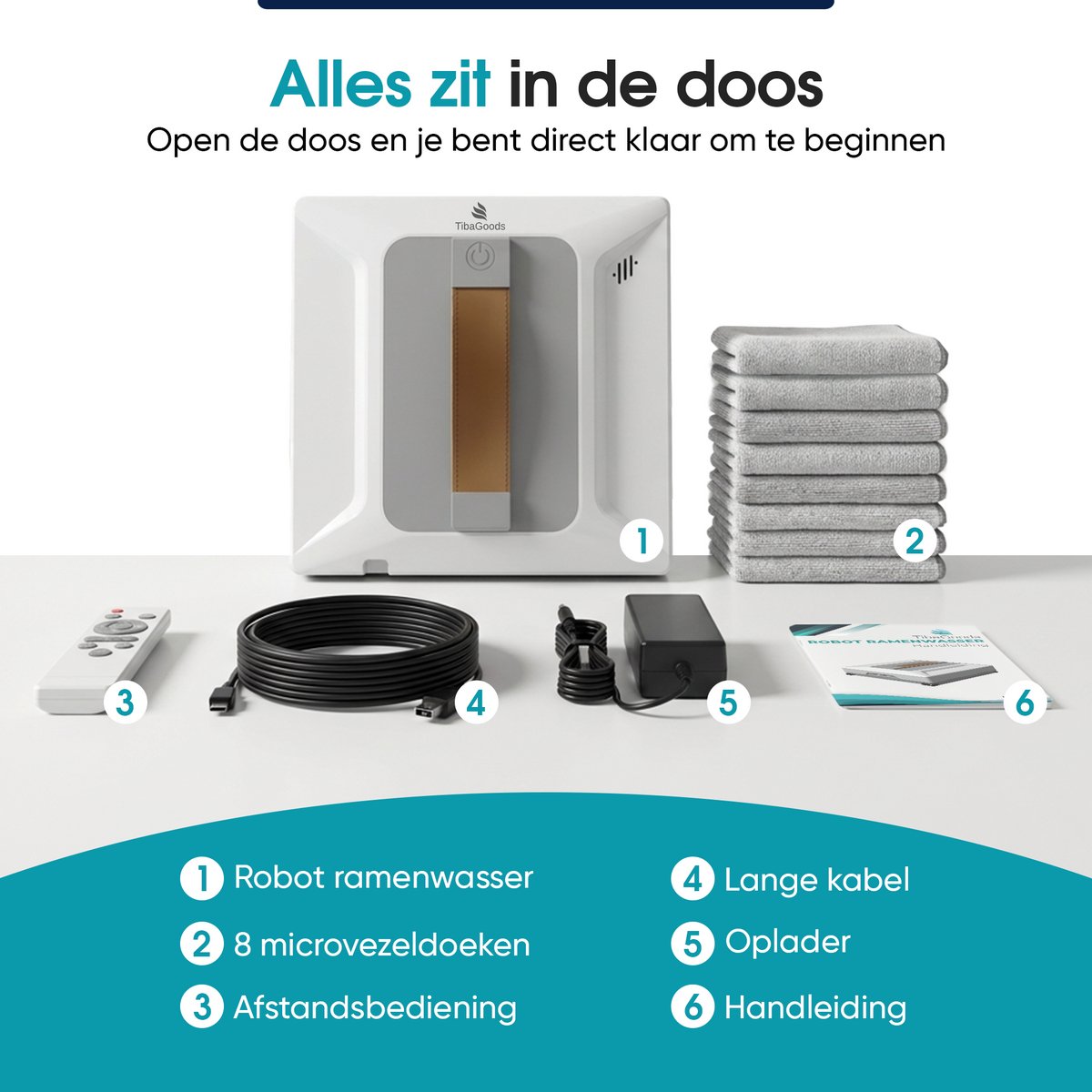 TibaGoods Robot Ramenwasser TibaGoods vierkante robot ramenwasser met krachtige zuigkracht